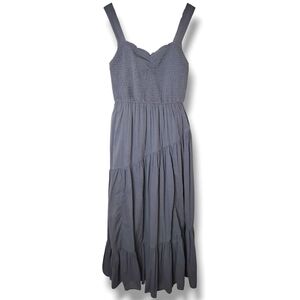 American Eagle Asymmetrical Tiered Midi Dress Womens Size M Cotton Smocked
